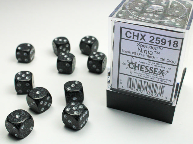 Chessex 12MM D6 Dice - Speckled - Ninja