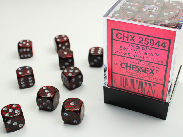 Chessex 12MM D6 Dice - Speckled - Silver Volcano
