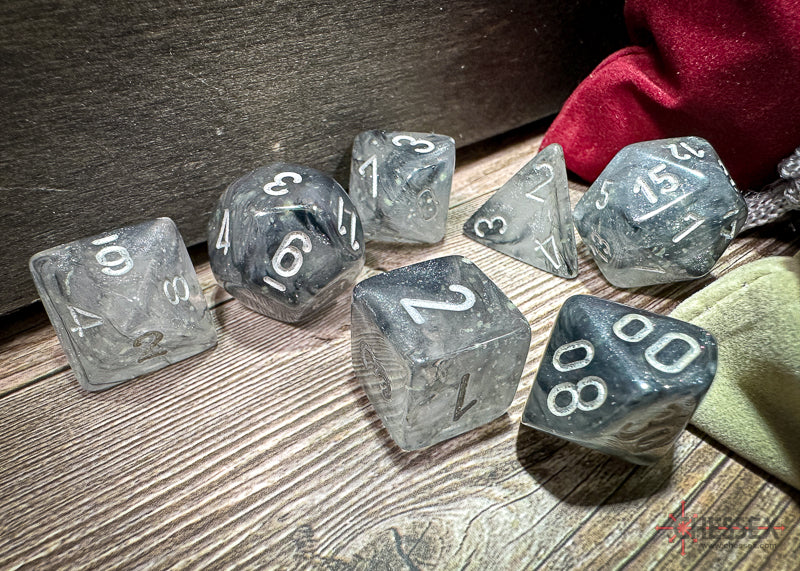 Chessex 7-Die Set - Borealis Luminary - Light Smoke/Silver