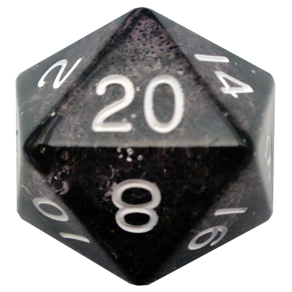 Metallic Dice Games - 35mm Mega Acrylic d20 Dice - Ethereal Black