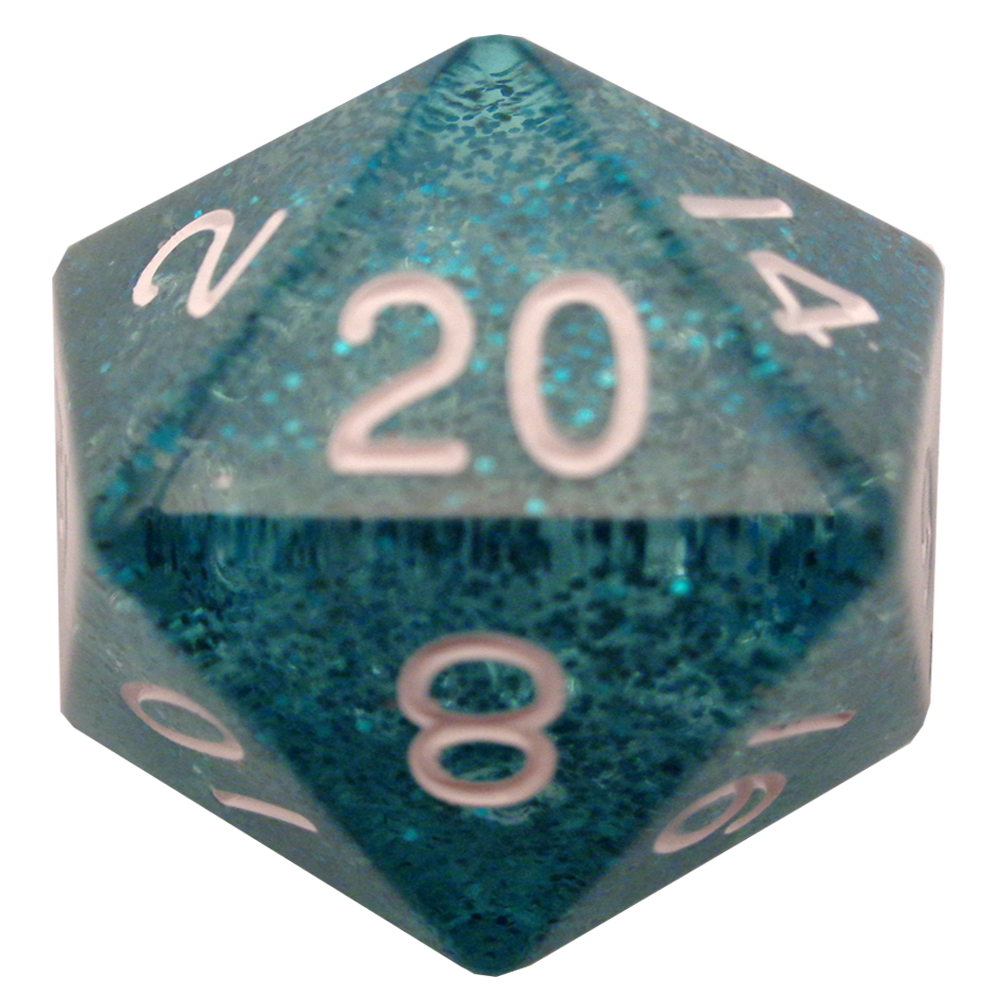 Metallic Dice Games - 35mm Mega Acrylic d20 Dice - Ethereal Light Blue