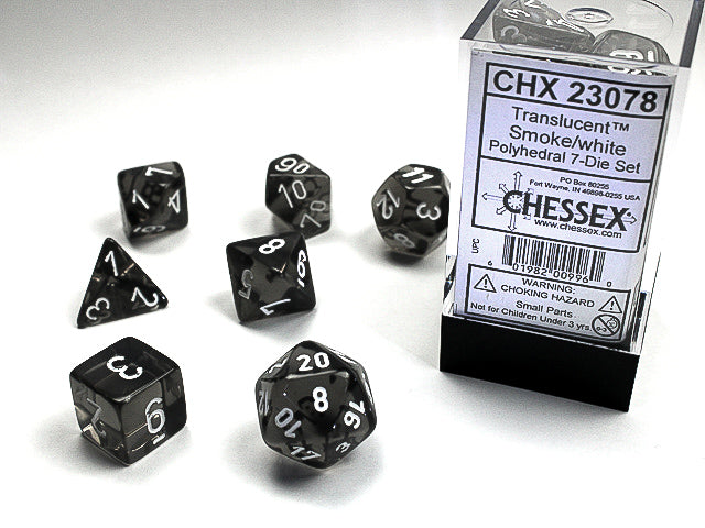 Chessex 7-Die Set - Translucent - Smoke/White