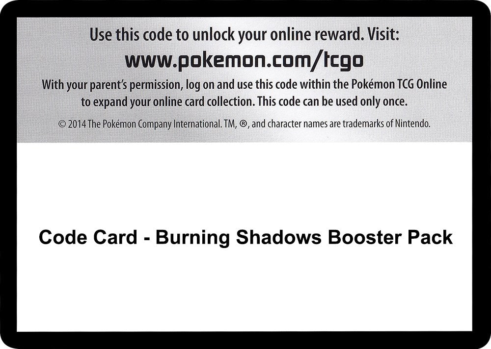 Image for Code Card - Burning Shadows Booster Pack - Pokemon