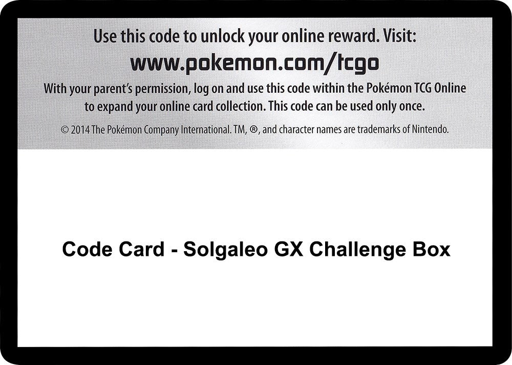 Image for Code Card - Solgaleo GX Challenge Box - Pokemon