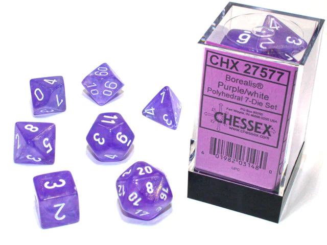 Chessex 7-Die Set - Borealis Luminary - Purple/White