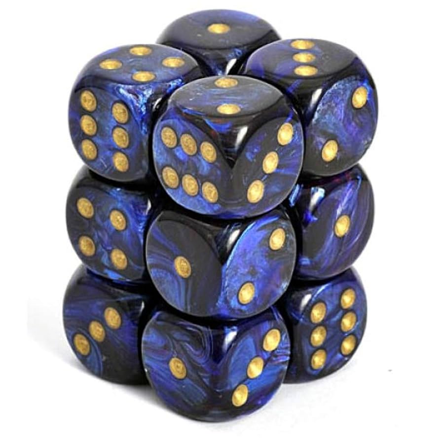 Chessex 16MM D6 - Scarab - Royal Blue/Gold