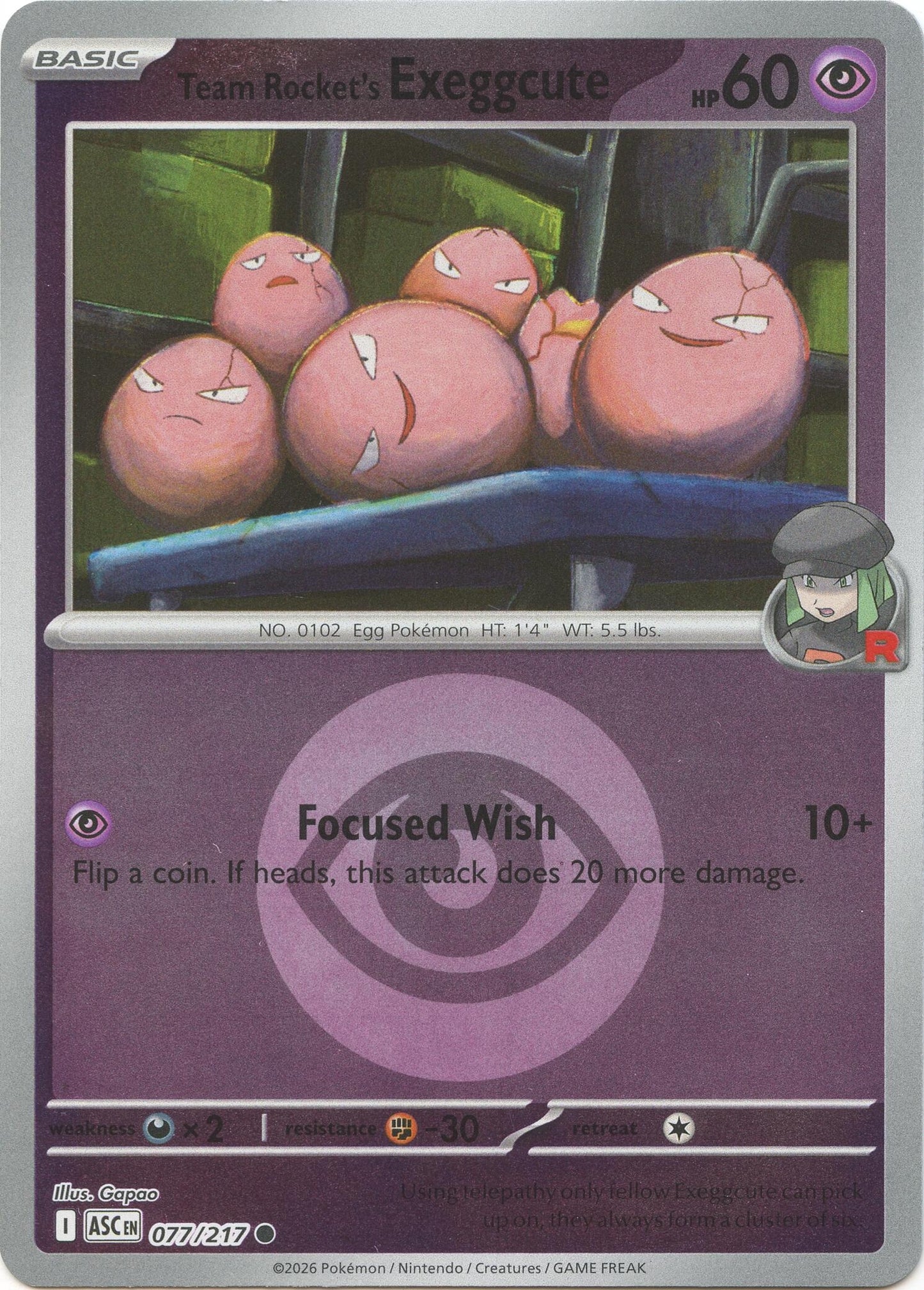 Image for Team Rocket's Exeggcute (Energy Symbol Pattern) (077/217) (ASC) - Pokemon