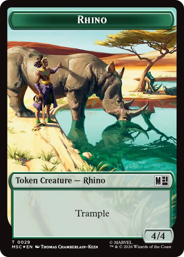 Image for Rhino (029) // Elephant (028) Double-Sided Token (Surge Foil) (29 // 28) (MSC) - Magic: The Gathering