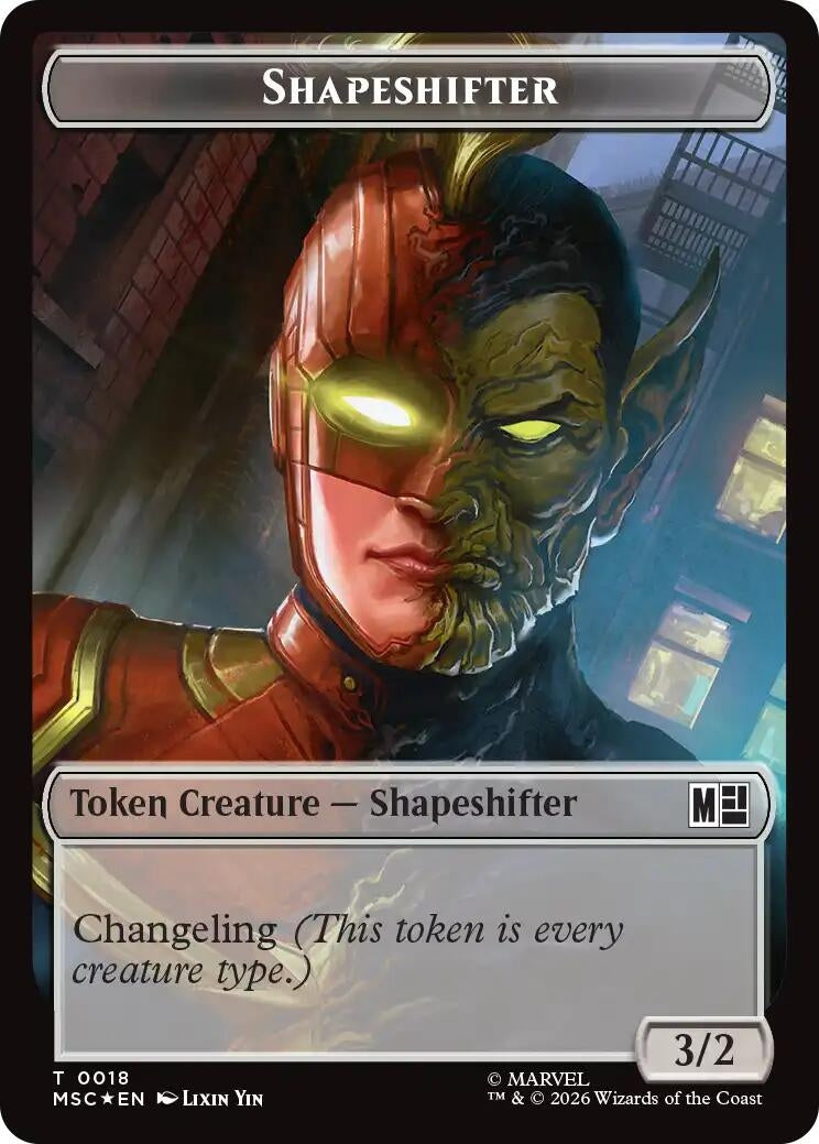 Image for Shapeshifter (018) // Villain (025) Double-Sided Token (Surge Foil) (18 // 25) (MSC) - Magic: The Gathering