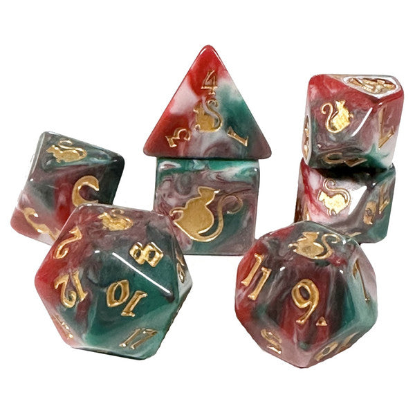 Black Oak Workshop Kitty-Clacks Lucky 7 Set Polyhedral Dice
