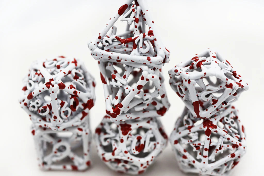 Foam Brain Games 7-Set Hollow Metal Dice Blood Bones