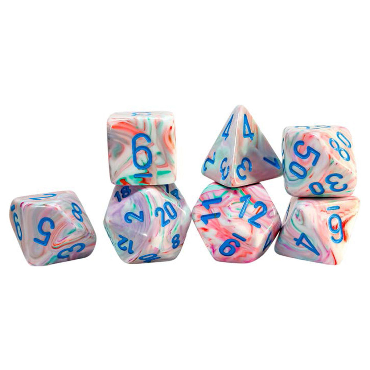 Chessex Mega-hedral 7-Die Set - Festive - Pop Art/Blue