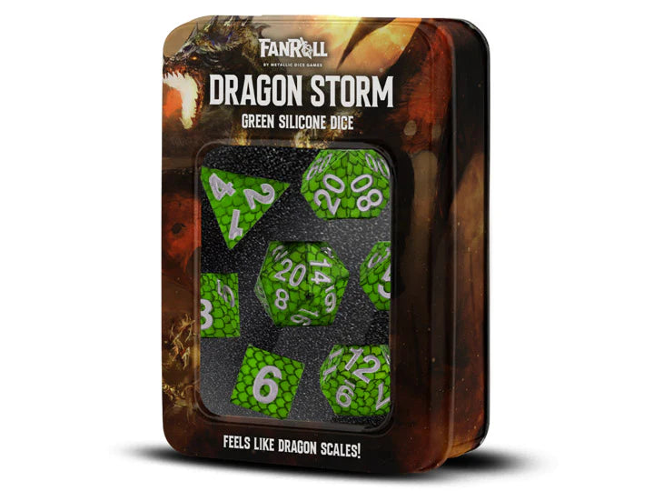 Silicone Rubber Dice Set: Green Dragon Scales