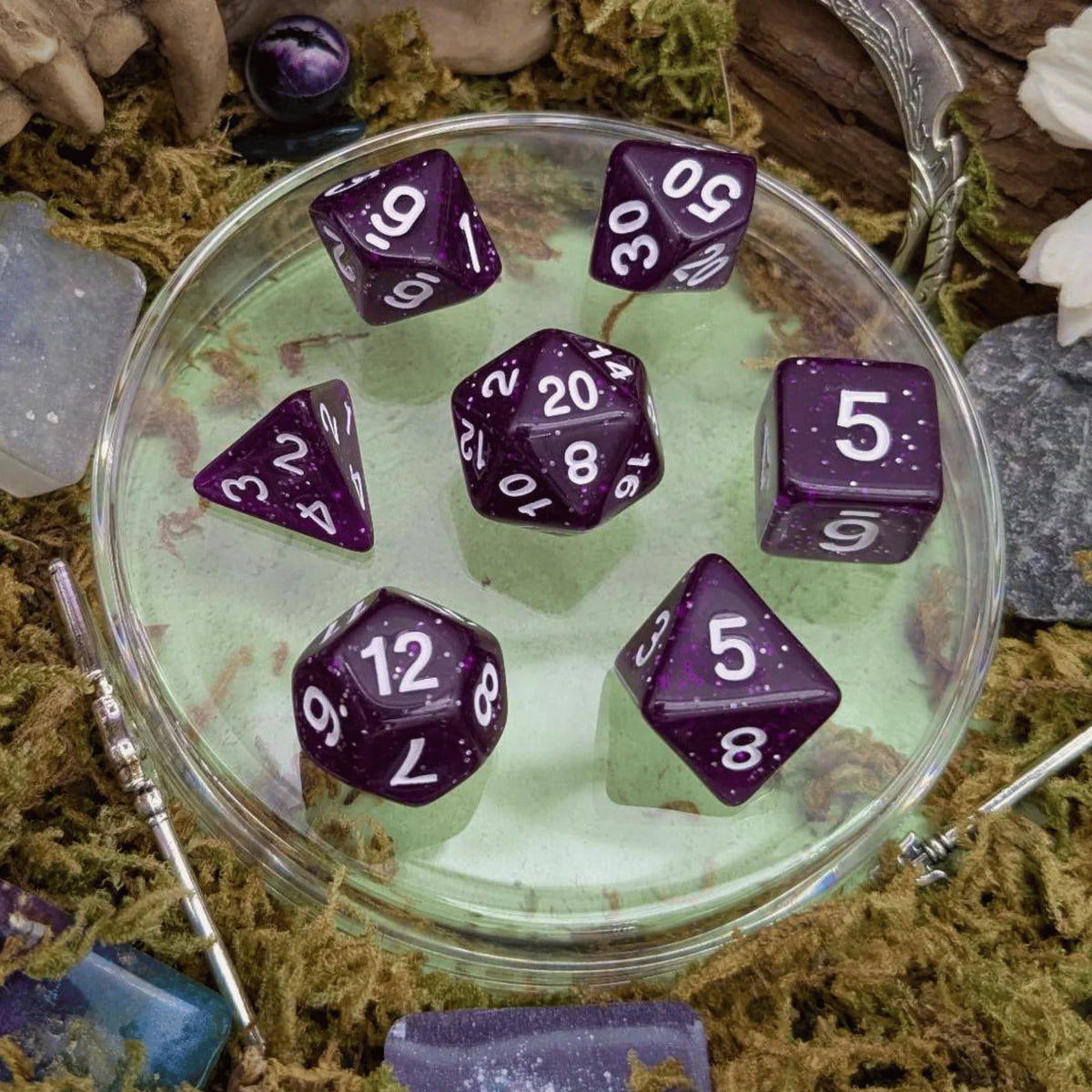 Glitter Plum Dice Set