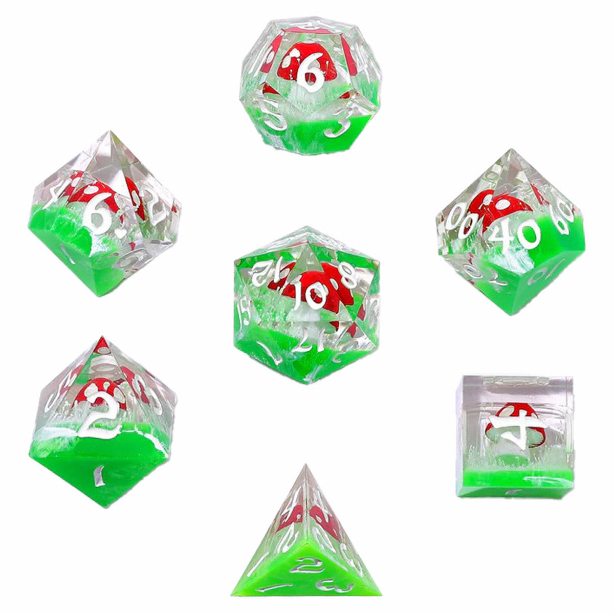 Hymgho Premium Gaming Captured Magic Sharp Resin 7 Dice Set Dice - Fairy Trip