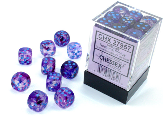 Chessex 12mm D6 Dice - Nebula Luminary - Nocturnal/Blue