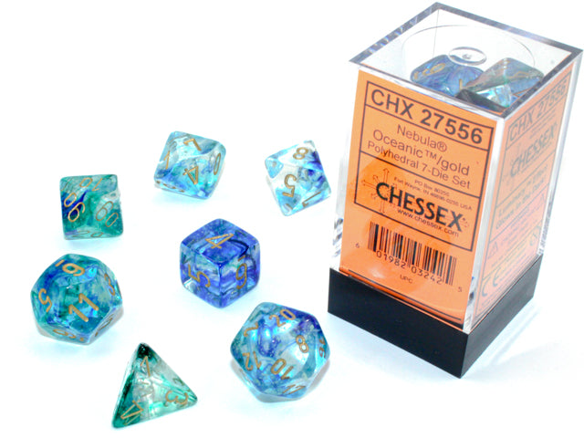 Chessex 7-Die Set - Nebula Luminary - Oceanic/Gold
