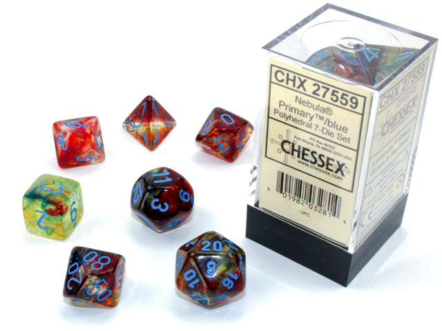 Chessex 7-Die Set - Nebula Luminary - Primary/Blue