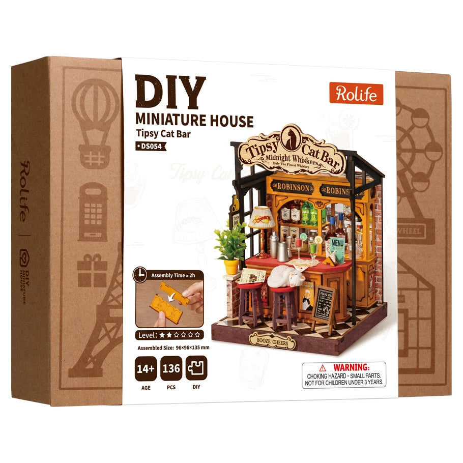 Rolife Tipsy Cat Bar DIY Miniature House Kit