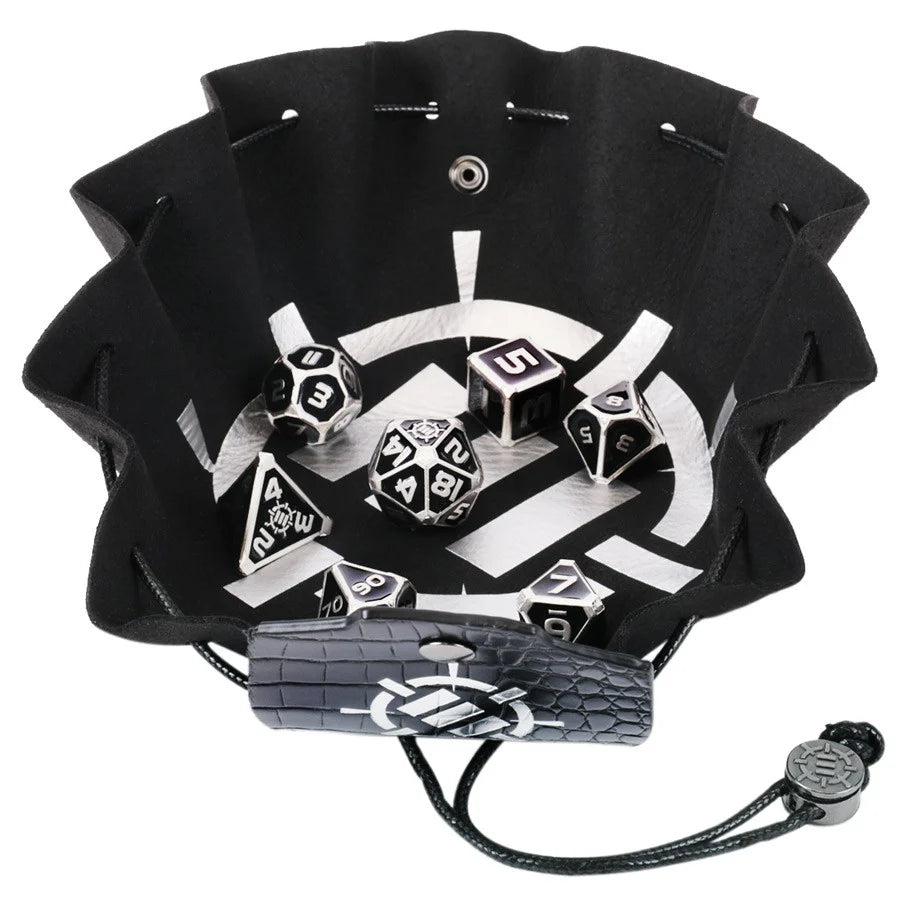 Enhance 7-Set Metal With Enamel Dice Set with Drawstring Pouch