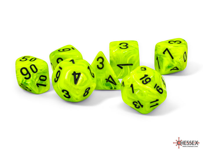 Chessex 7-Die Set - Vortex Mega-hedral - Bright Green/Black