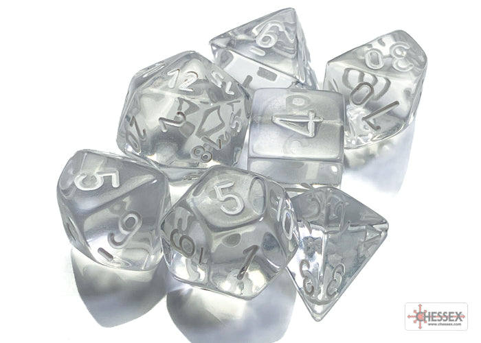 Chessex 7-Die Set - Translucent - Clear/White