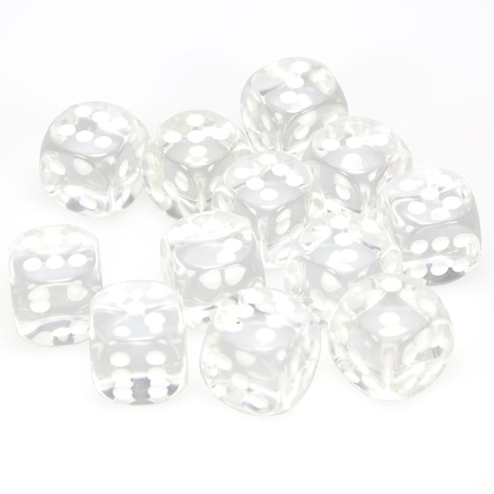 Chessex 16MM D6 Dice - Translucent - Clear/White