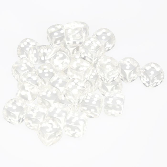 Chessex 12MM D6 Dice - Translucent - Clear/White