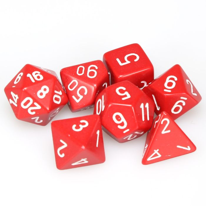 Chessex 7-Die Set - Opaque - Red/White