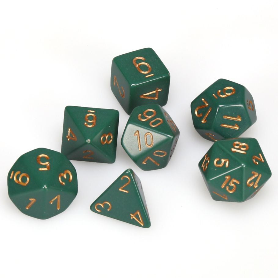 Chessex 7-Die Set - Opaque - Dusty Green/Copper