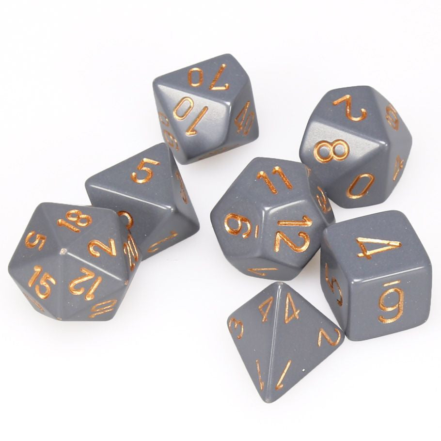 Chessex 7-Die Set - Opaque - Dark Grey/Copper