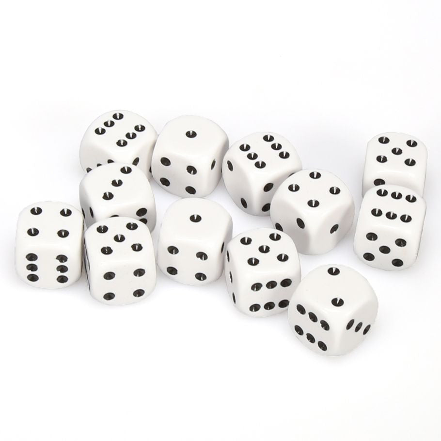 Chessex 16MM D6 Dice - Opaque - White/Black