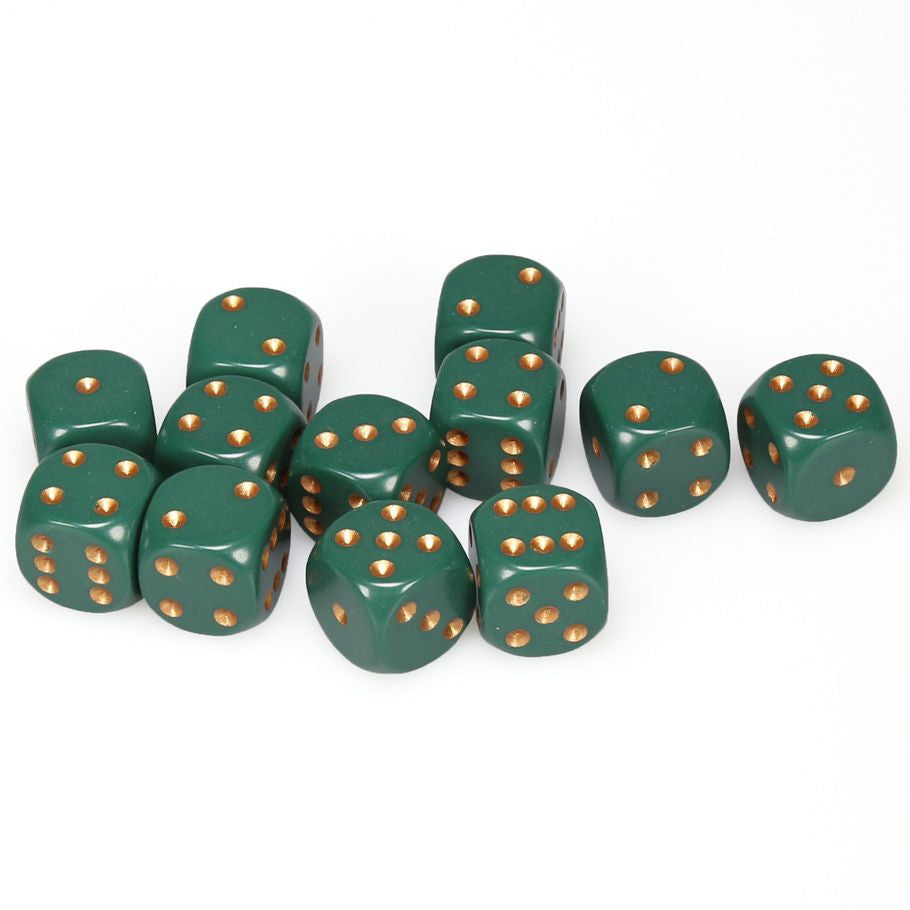 Chessex 16MM D6 Dice - Opaque - Dusty Green/Copper