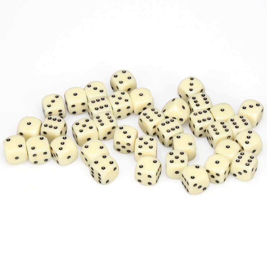 Chessex 12MM D6 Dice - Opaque - Ivory/Black