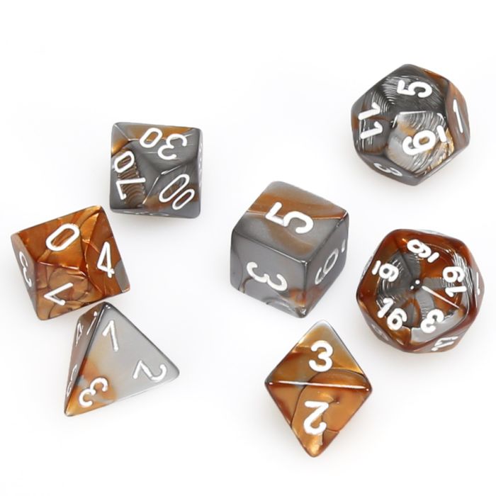 Chessex 7-Die Set - Gemini - Copper-Steel/White