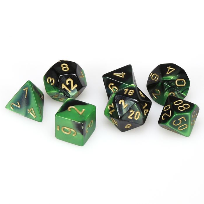 Chessex 7-Die Set - Gemini - Black-Green/Gold