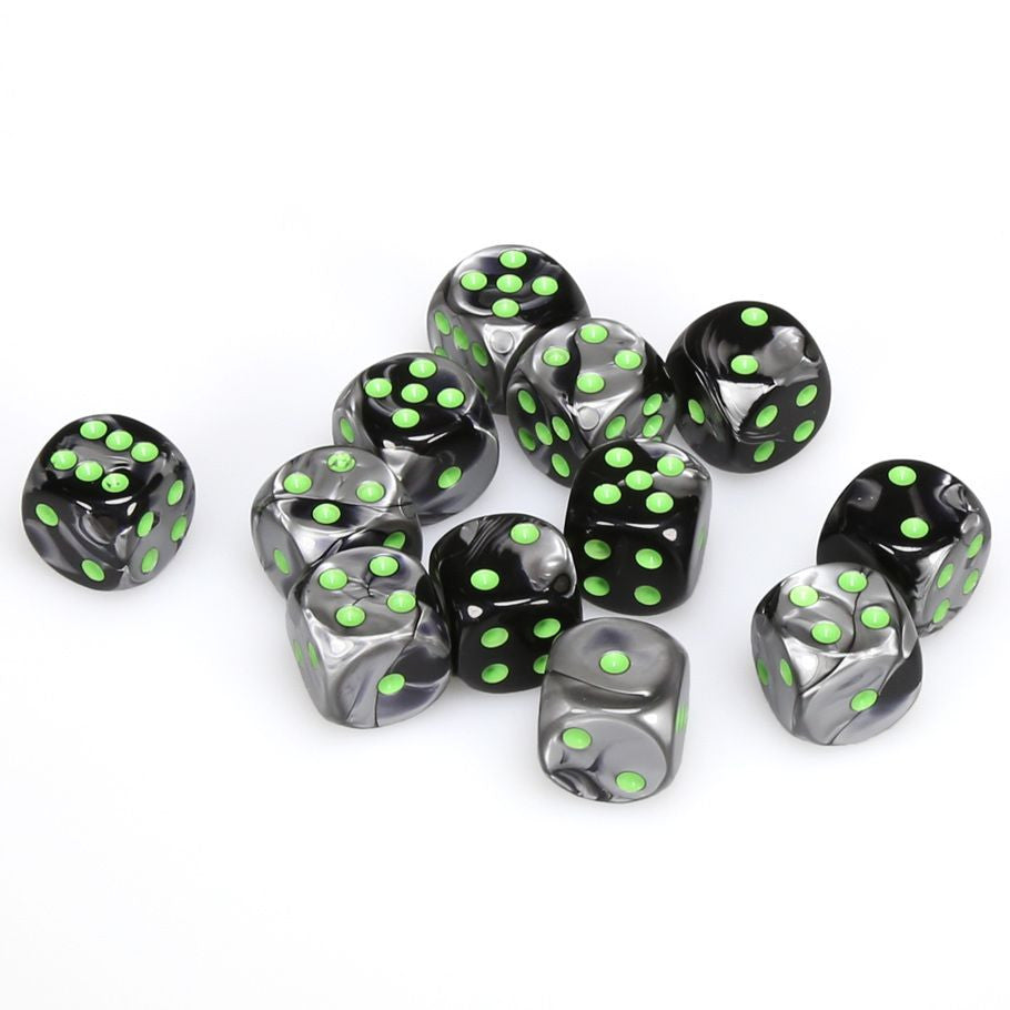 Chessex 16MM D6 Dice - Gemini - Black-Grey/Green