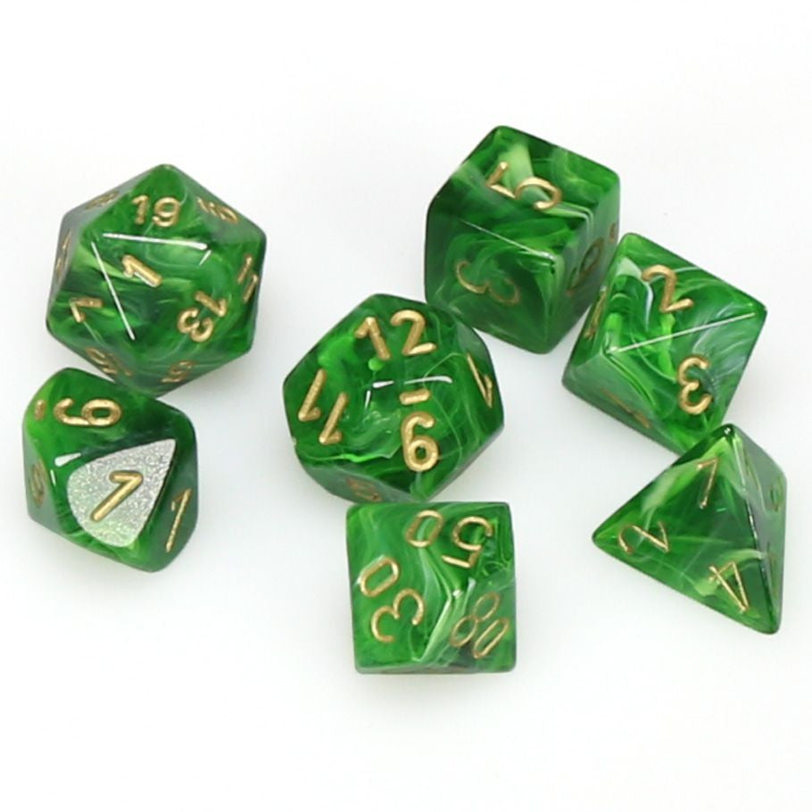 Chessex 7-Die Set - Vortex - Green/Gold