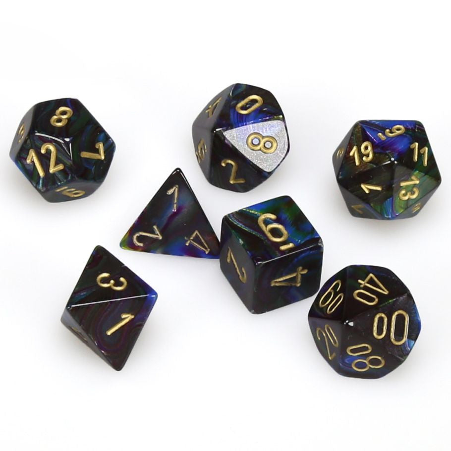 Chessex 7-Die Set - Lustrous - Shadow/Gold