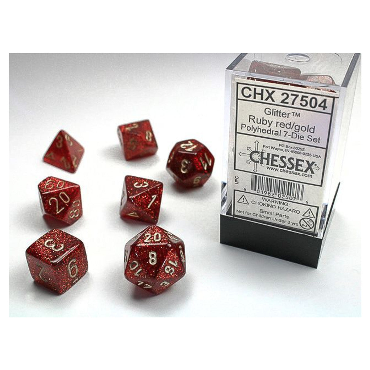 Chessex 7-Die Set - Glitter - Ruby/Gold
