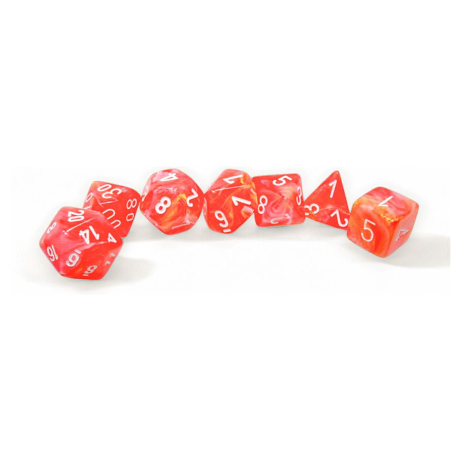 Chessex 7-Die Set - Festive - Dahlia/White