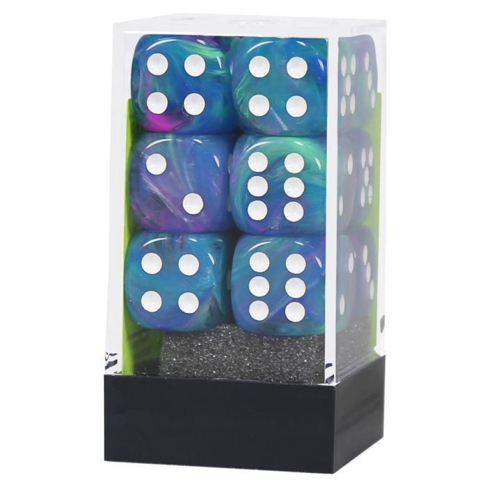 Chessex 16MM D6 Dice - Festive - Waterlily/White