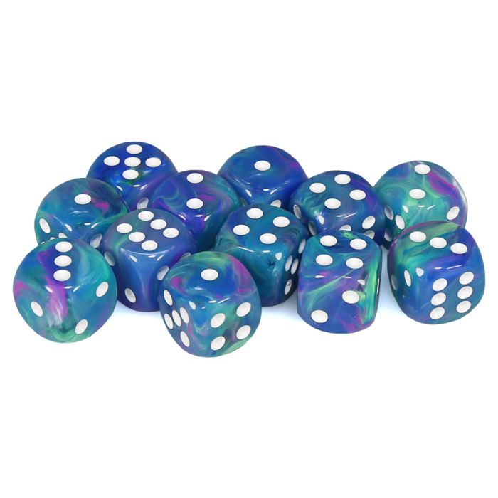 Chessex 16MM D6 Dice - Festive - Waterlily/White