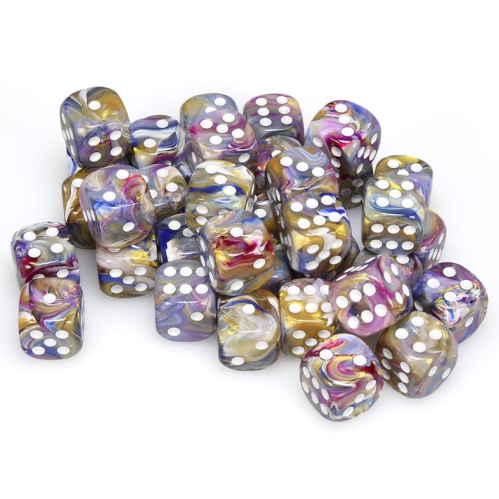 Chessex 12MM D6 Dice - Festive - Carousel/White