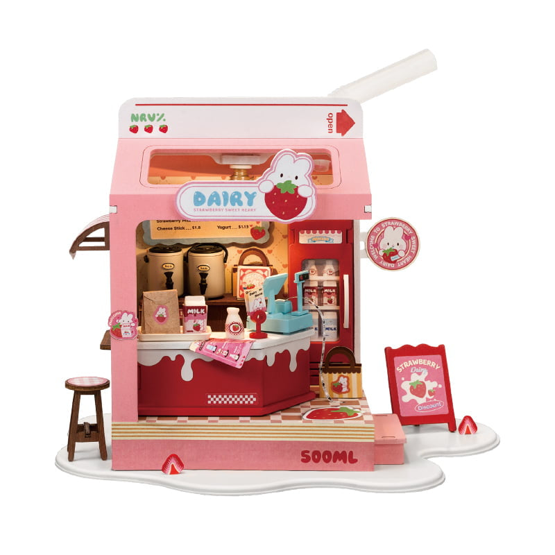 Rolife Strawberry Milk Box DIY Miniature House Kit DS034