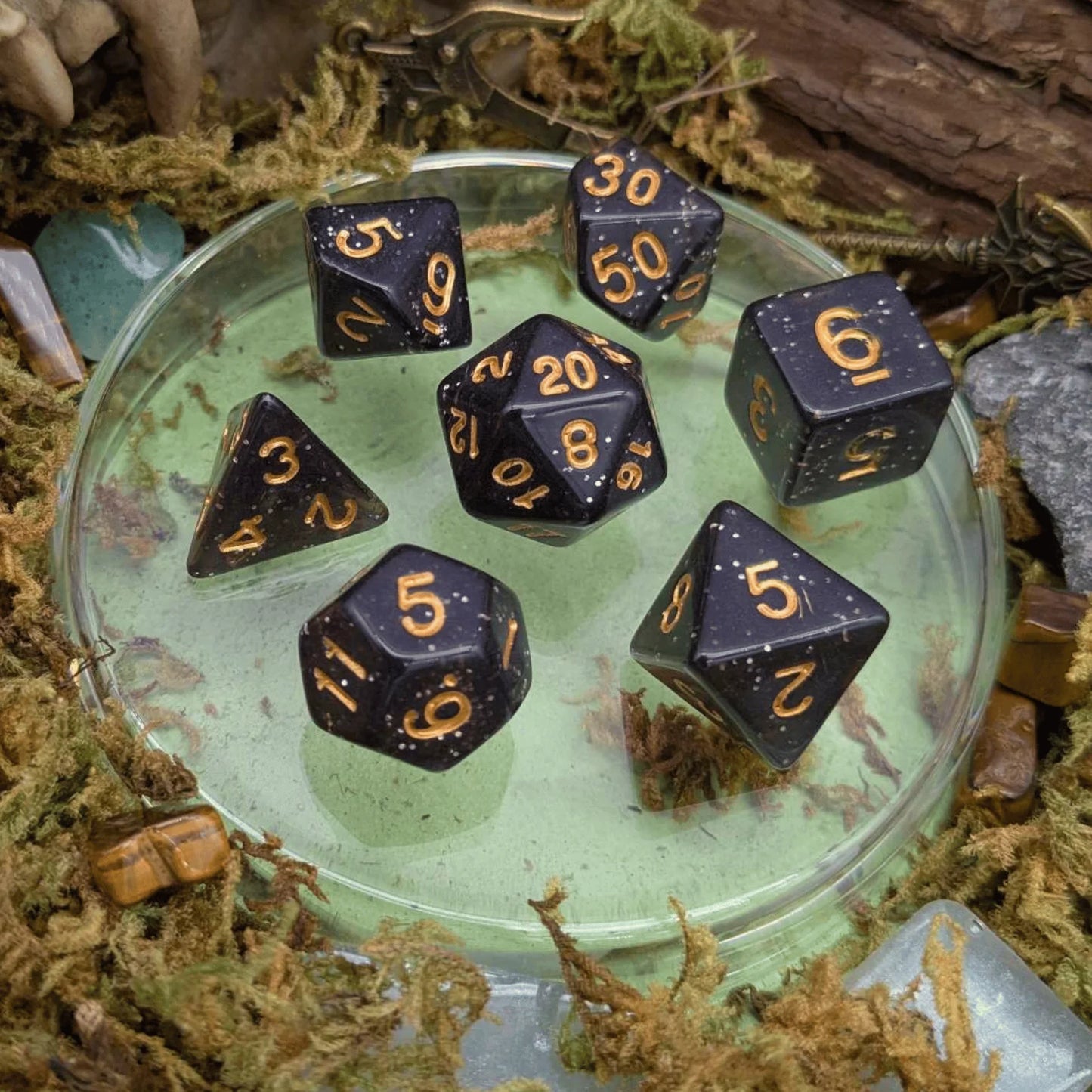 Glitter Black Dice Set