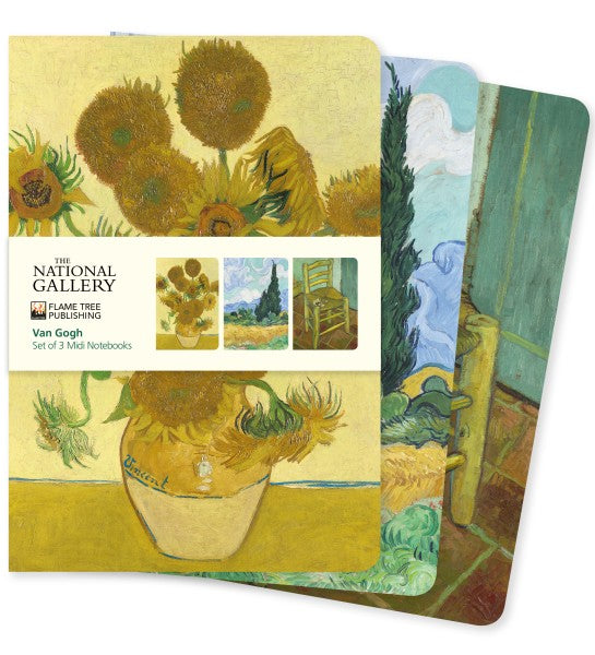 Flame Tree Publishing Vincent van Gogh Set of 3 Midi Notebooks