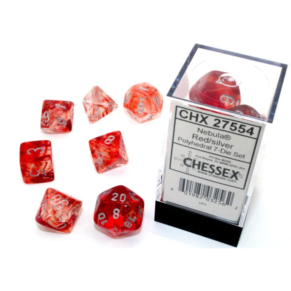 Chessex 7-Die set - Nebula Luminary - Red/Silver