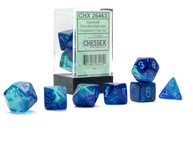 Chessex 7-Die Set - Gemini Luminary - Blue-Blue/light blue