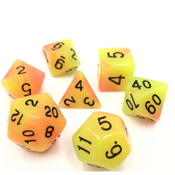 HD Dice: Glow in the Dark Polyhedral Set Orange/Yellow